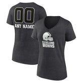 Cleveland Browns Women's Personalized Name & Number Monochrome V-Neck Long Sleeve T-Shirt - Charcoal sale
