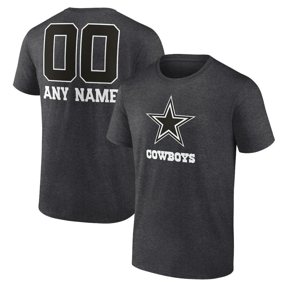 Dallas Cowboys Personalized Name & Number Monochrome T-Shirt - Charcoal outlet