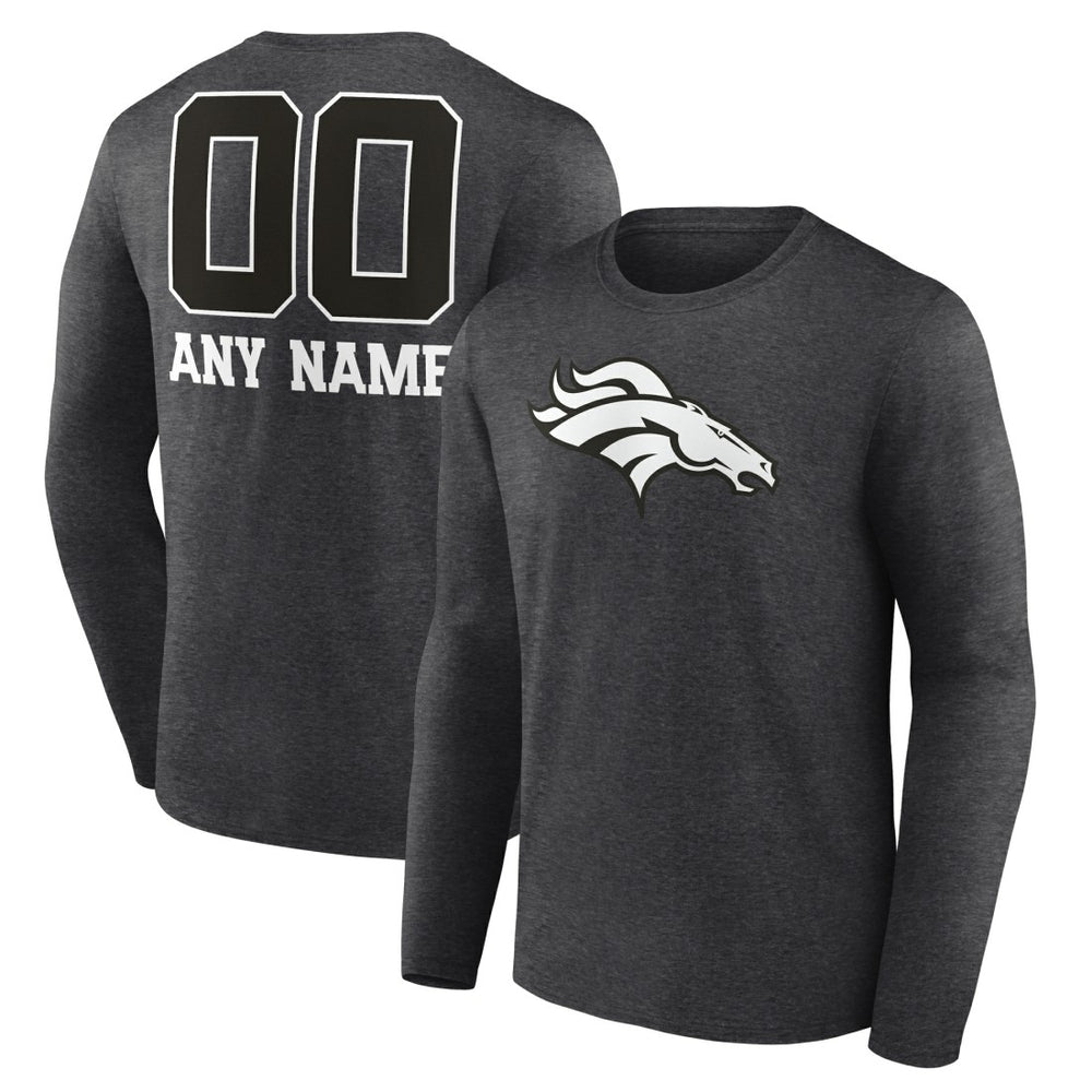Denver Broncos Personalized Name & Number Monochrome Long Sleeve T-Shirt - Charcoal outlet