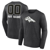 Denver Broncos Personalized Name & Number Monochrome Long Sleeve T-Shirt - Charcoal outlet