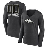 Denver Broncos Women's Personalized Name & Number Monochrome V-neck T-Shirt - Charcoal online