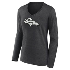 Denver Broncos Women's Personalized Name & Number Monochrome V-neck T-Shirt - Charcoal online
