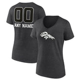 Denver Broncos Women's Personalized Name & Number Monochrome V-Neck Long Sleeve T-Shirt - Charcoal discount