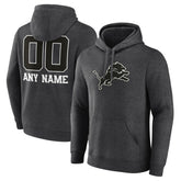 Detroit Lions Personalized Name & Number Monochrome Pullover Hoodie - Charcoal discount