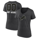 Detroit Lions Women's Personalized Name & Number Monochrome V-Neck Long Sleeve T-Shirt - Charcoal sale