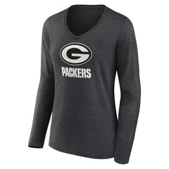 Green Bay Packers Women's Personalized Name & Number Monochrome V-neck T-Shirt - Charcoal sale