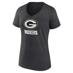 Green Bay Packers Women's Personalized Name & Number Monochrome V-Neck Long Sleeve T-Shirt - Charcoal sale