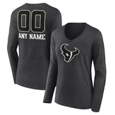 Houston Texans Women's Personalized Name & Number Monochrome V-neck T-Shirt - Charcoal on sale