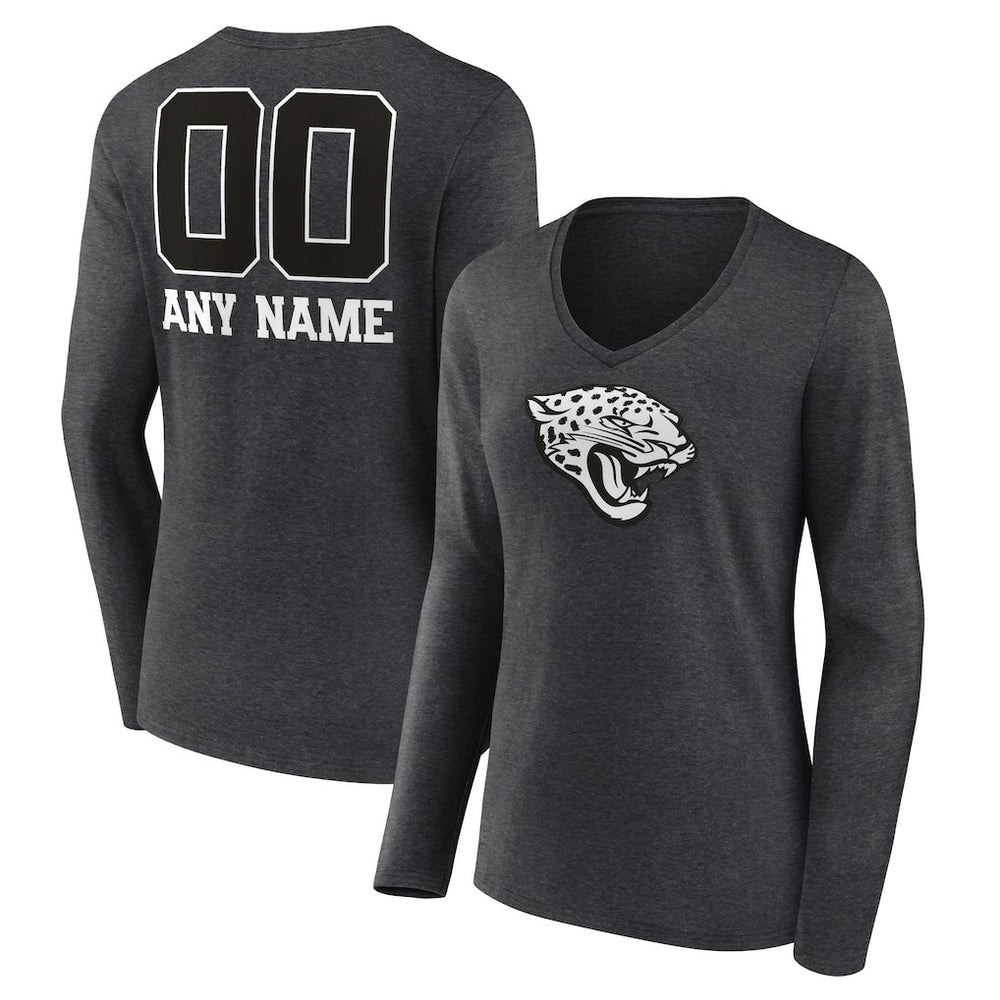 Jacksonville Jaguars Women's Personalized Name & Number Monochrome V-neck T-Shirt - Charcoal outlet