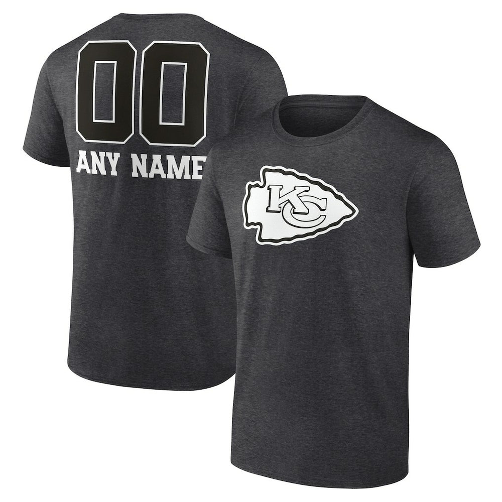 Kansas City Chiefs Personalized Name & Number Monochrome T-Shirt - Charcoal discount