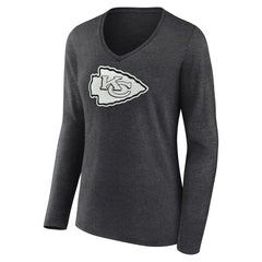Kansas City Chiefs Women's Personalized Name & Number Monochrome V-neck T-Shirt - Charcoal cheap