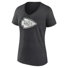 Kansas City Chiefs Women's Personalized Name & Number Monochrome V-Neck Long Sleeve T-Shirt - Charcoal on sale