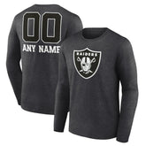 Las Vegas Raiders Personalized Name & Number Monochrome Long Sleeve T-Shirt - Charcoal on sale