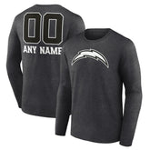 Los Angeles Chargers Personalized Name & Number Monochrome Long Sleeve T-Shirt - Charcoal cheap