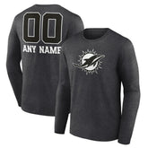 Miami Dolphins Personalized Name & Number Monochrome Long Sleeve T-Shirt - Charcoal on sale