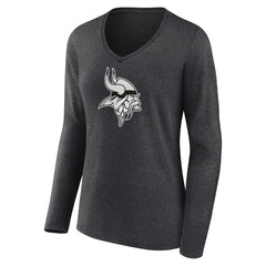 Minnesota Vikings Women's Personalized Name & Number Monochrome V-neck T-Shirt - Charcoal online