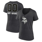 Minnesota Vikings Women's Personalized Name & Number Monochrome V-Neck Long Sleeve T-Shirt - Charcoal sale