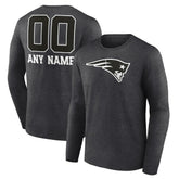 New England Patriots Personalized Name & Number Monochrome Long Sleeve T-Shirt - Charcoal on sale