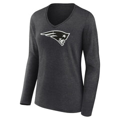 New England Patriots Women's Personalized Name & Number Monochrome V-neck T-Shirt - Charcoal cheap
