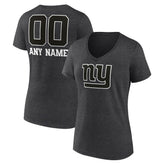 New York Giants Women's Personalized Name & Number Monochrome V-Neck Long Sleeve T-Shirt - Charcoal for sale