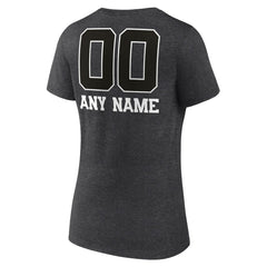 New York Giants Women's Personalized Name & Number Monochrome V-Neck Long Sleeve T-Shirt - Charcoal for sale
