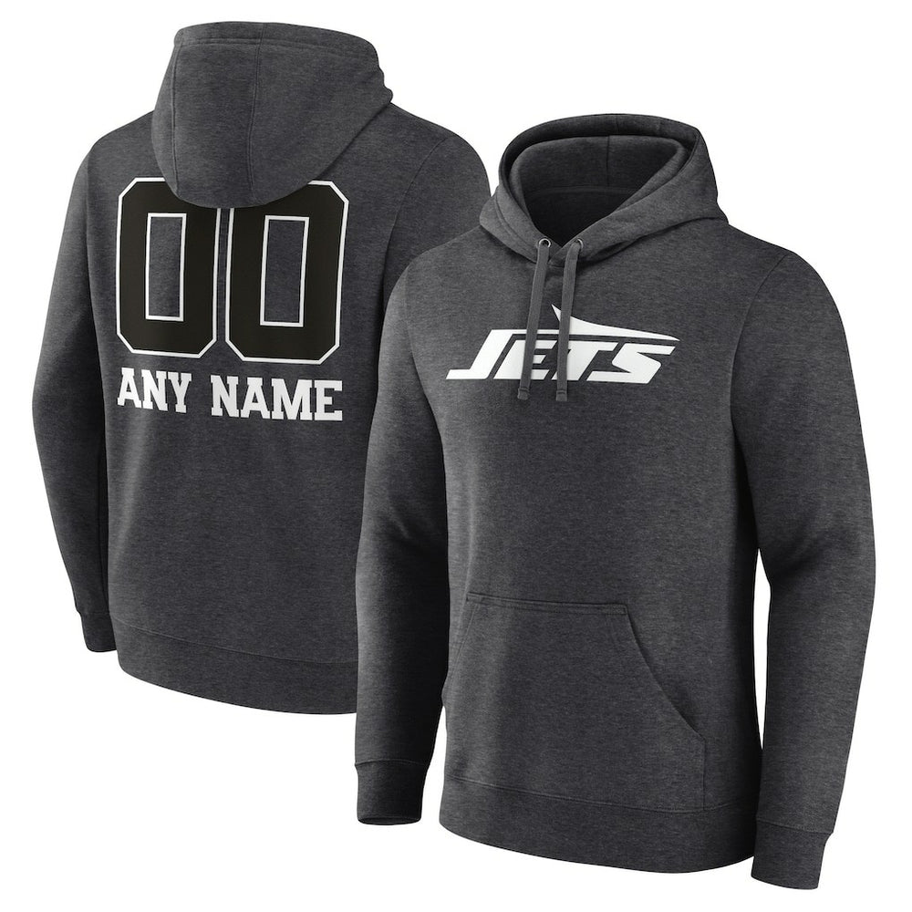 New York Jets Personalized Name & Number Monochrome Pullover Hoodie - Charcoal outlet