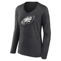 Philadelphia Eagles Women's Personalized Name & Number Monochrome V-neck T-Shirt - Charcoal on sale