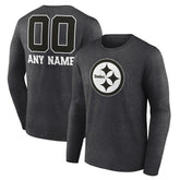 Pittsburgh Steelers Personalized Name & Number Monochrome Long Sleeve T-Shirt - Charcoal discount