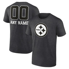 Pittsburgh Steelers Personalized Name & Number Monochrome T-Shirt - Charcoal sale