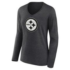 Pittsburgh Steelers Women's Personalized Name & Number Monochrome V-neck T-Shirt - Charcoal sale