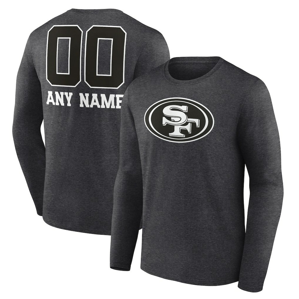 San Francisco 49ers Personalized Name & Number Monochrome Long Sleeve T-Shirt - Charcoal outlet