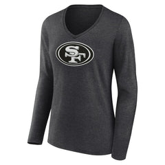 San Francisco 49ers Women's Personalized Name & Number Monochrome V-neck T-Shirt - Charcoal discount