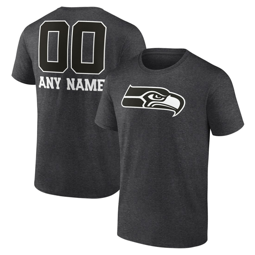 Seattle Seahawks Personalized Name & Number Monochrome T-Shirt - Charcoal discount