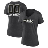 Seattle Seahawks Women's Personalized Name & Number Monochrome V-Neck Long Sleeve T-Shirt - Charcoal sale