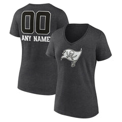 Tampa Bay Buccaneers Women's Personalized Name & Number Monochrome V-Neck Long Sleeve T-Shirt - Charcoal on sale