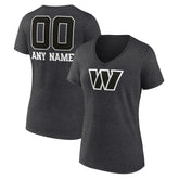 Washington Commanders Women's Personalized Name & Number Monochrome V-Neck Long Sleeve T-Shirt - Charcoal for sale