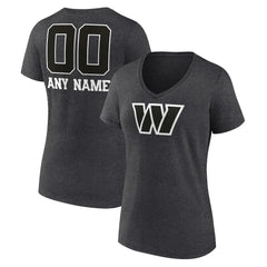 Washington Commanders Women's Personalized Name & Number Monochrome V-Neck Long Sleeve T-Shirt - Charcoal for sale