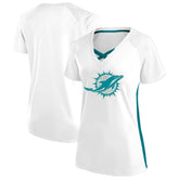 Miami Dolphins Women's Plus Size Glitter Lace-Up V- Neck T-Shirt - White discount