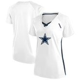 Dallas Cowboys Women's Plus Size Glitter Lace-Up V- Neck T-Shirt - White sale
