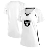 Las Vegas Raiders Women's Plus Size Glitter Lace-Up V- Neck T-Shirt - White online