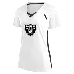 Las Vegas Raiders Women's Plus Size Glitter Lace-Up V- Neck T-Shirt - White online