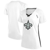 New Orleans Saints Women's Plus Size Glitter Lace-Up V- Neck T-Shirt - White outlet