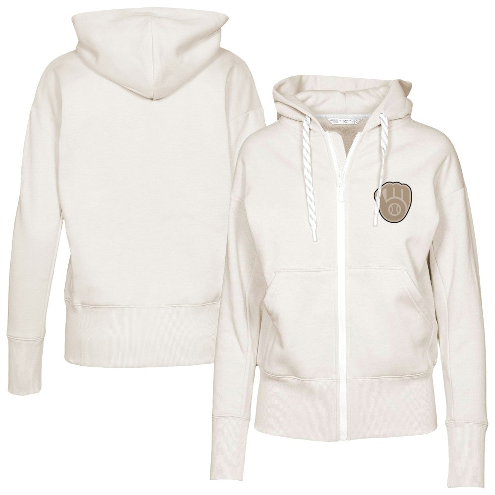 Milwaukee Brewers Levelwear Women's Gardinia Full-Zip Hoodie - Khaki
