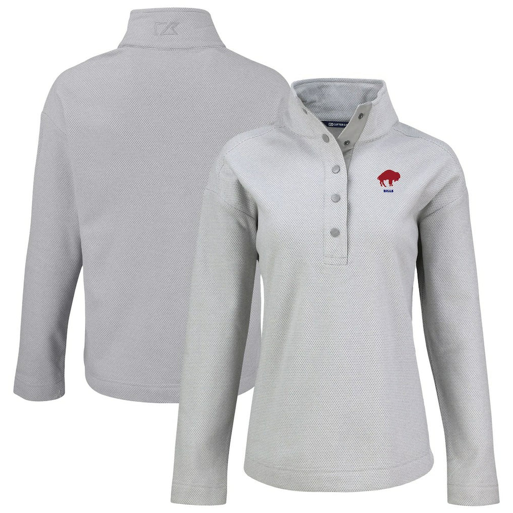 Buffalo Bills Cutter & Buck Women's Hunts Point Eco Half-Snap Sweatshirt - Gray cheap