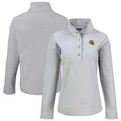 Green Bay Packers Cutter & Buck Women's Hunts Point Eco Half-Snap Sweatshirt - Gray outlet