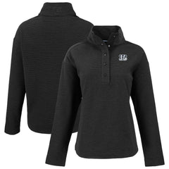 Cincinnati Bengals Cutter & Buck Women's Hunts Point Eco Half-Snap Sweatshirt - Black for sale