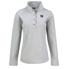 New York Giants Cutter & Buck Women's Hunts Point Eco Half-Snap Sweatshirt - Gray on sale