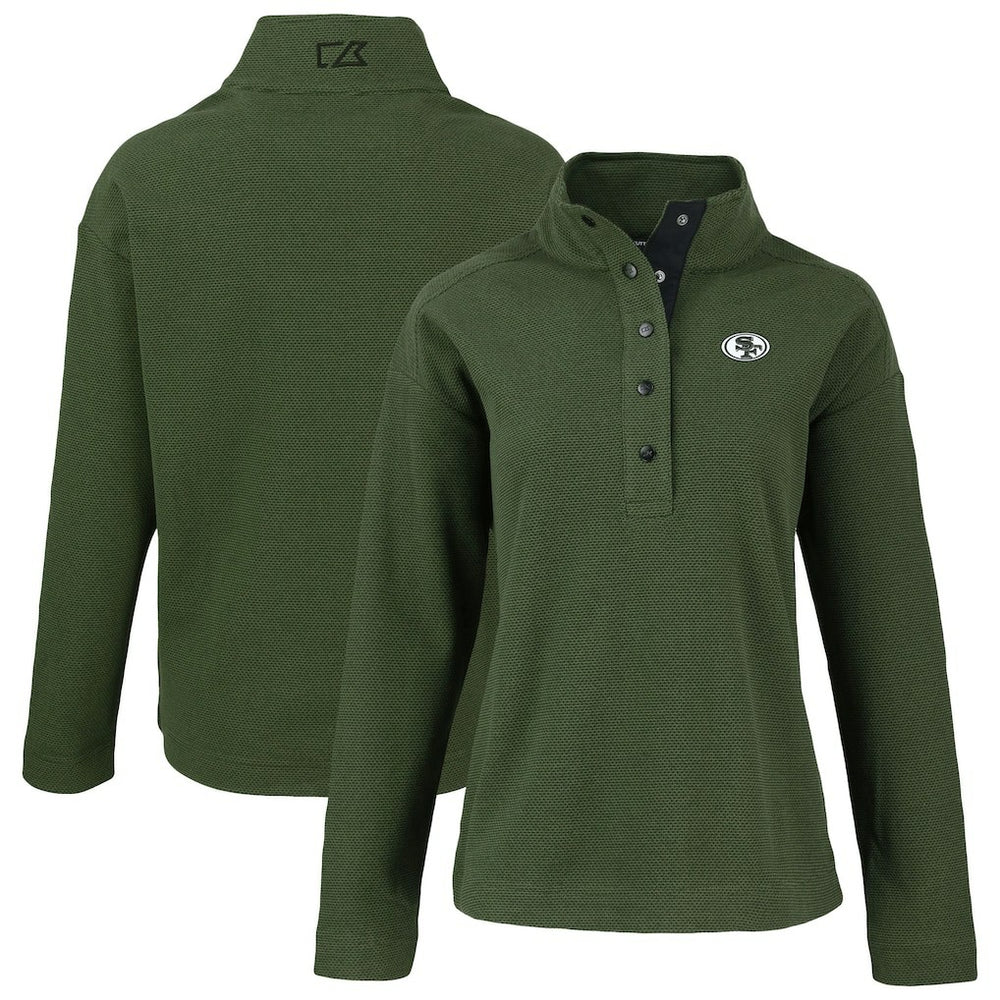 San Francisco 49ers Cutter & Buck Women's Hunts Point Eco Half-Snap Sweatshirt - Green online