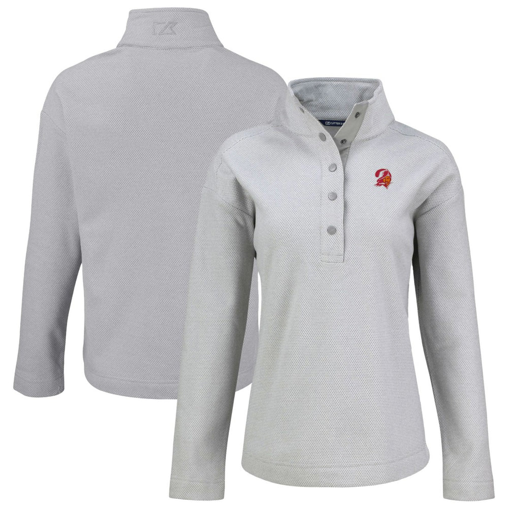 Tampa Bay Buccaneers Cutter & Buck Women's Hunts Point Eco Half-Snap Sweatshirt - Gray discount