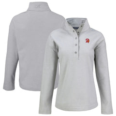 Tampa Bay Buccaneers Cutter & Buck Women's Hunts Point Eco Half-Snap Sweatshirt - Gray discount
